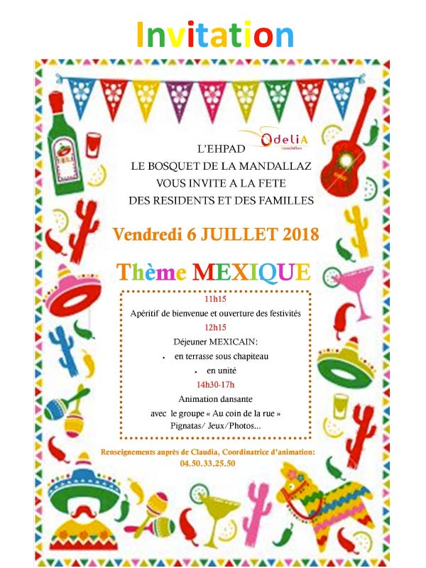 Affiche invitation fête Bosquet de Mandallaz journée mexicaine